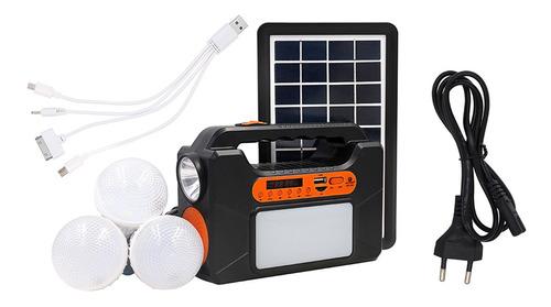 Parlante Bt Usb C/lampara+panel Solar Linterna Camping 393bt